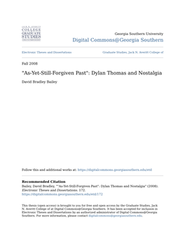 Dylan Thomas and Nostalgia