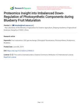 Proteomics Insight Into Imbalanced Down-Regulation of Photosynthetic