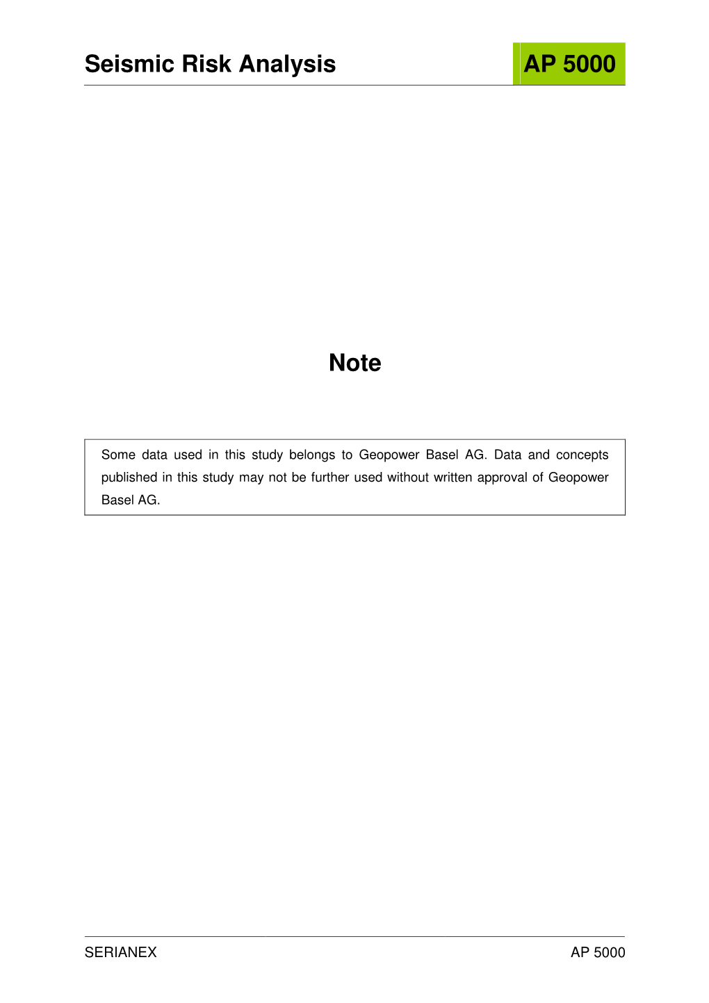 Seismic Risk Analysis AP 5000 Note