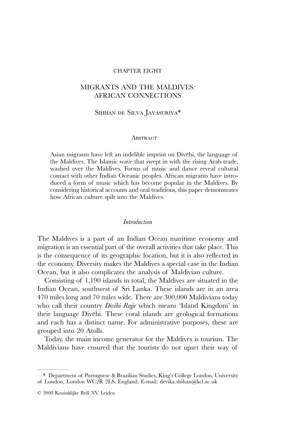 Migrants and the Maldives: African Connections