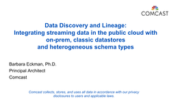 Data Discovery and Lineage: Integrating Streaming Data in the Public Cloud with On-Prem, Classic Datastores and Heterogeneous Schema Types