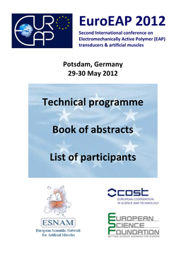 Euroeap 2012 Second International Conference on Electromechanically Active Polymer (EAP) Transducers & Artificial Muscles