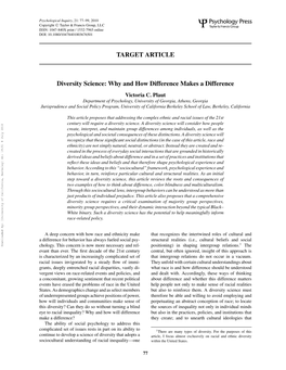 TARGET ARTICLE Diversity Science