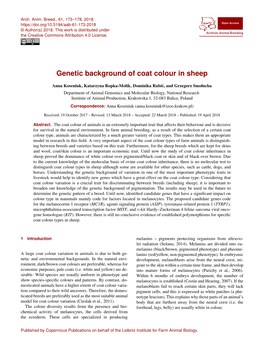 Genetic Background of Coat Colour in Sheep