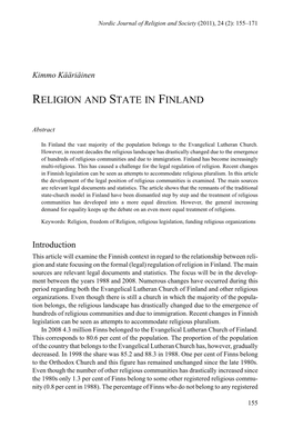 Religion and State in Finland