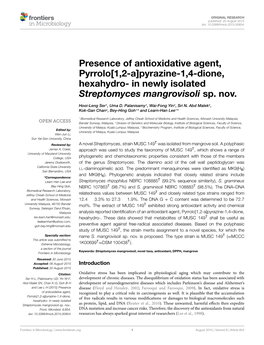 In Newly Isolated Streptomyces Mangrovisoli Sp. Nov