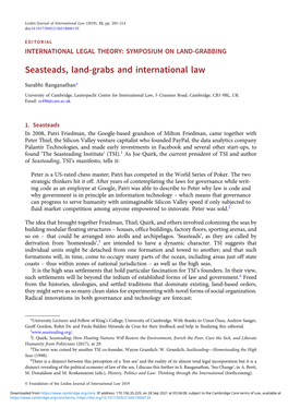 Seasteads, Land-Grabs and International Law