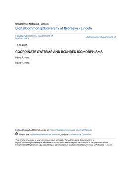 Coordinate Systems and Bounded Isomorphisms