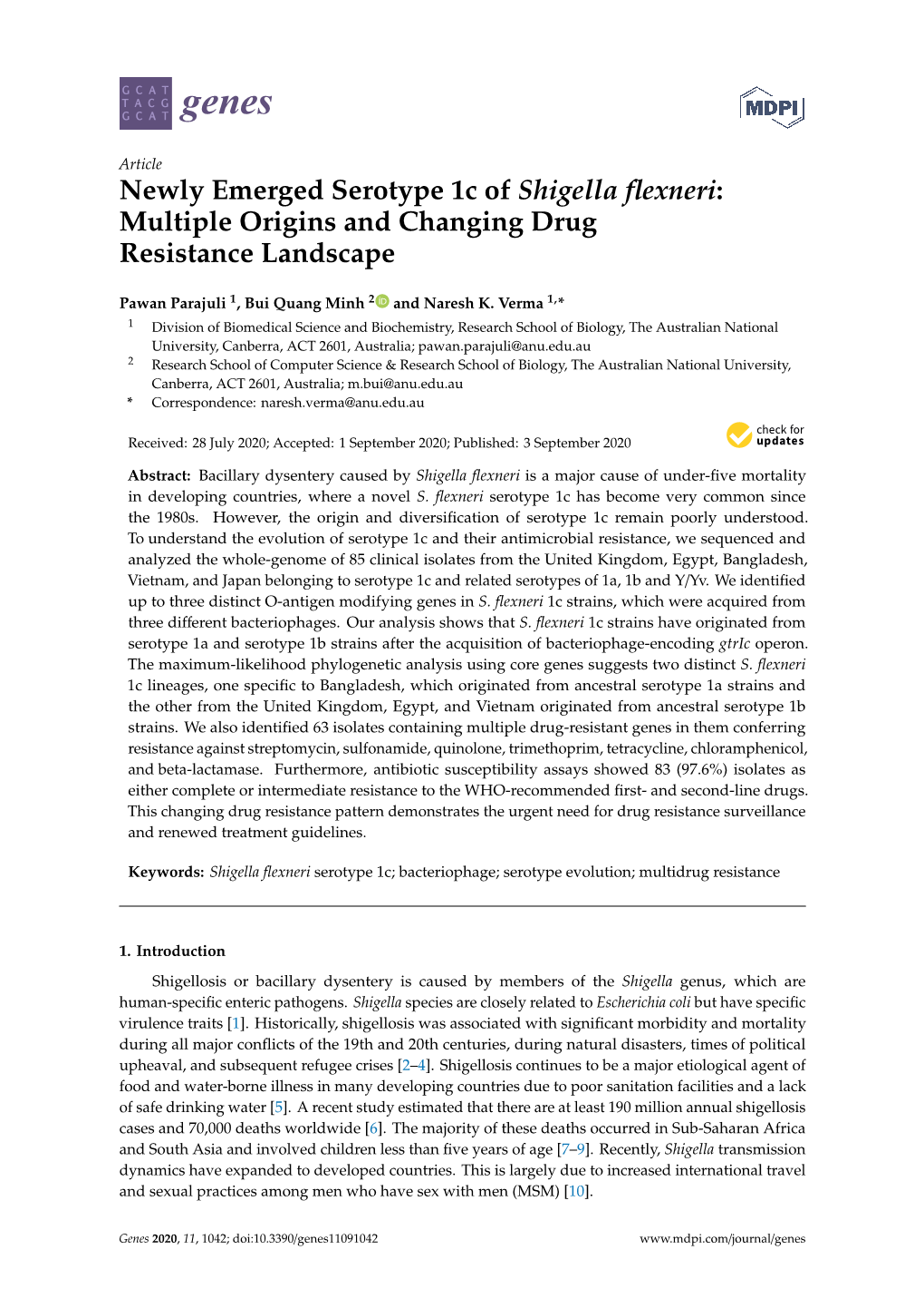 Newly Emerged Serotype 1C of Shigella Flexneri