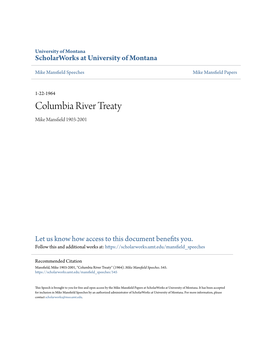 Columbia River Treaty Mike Mansfield 1903-2001