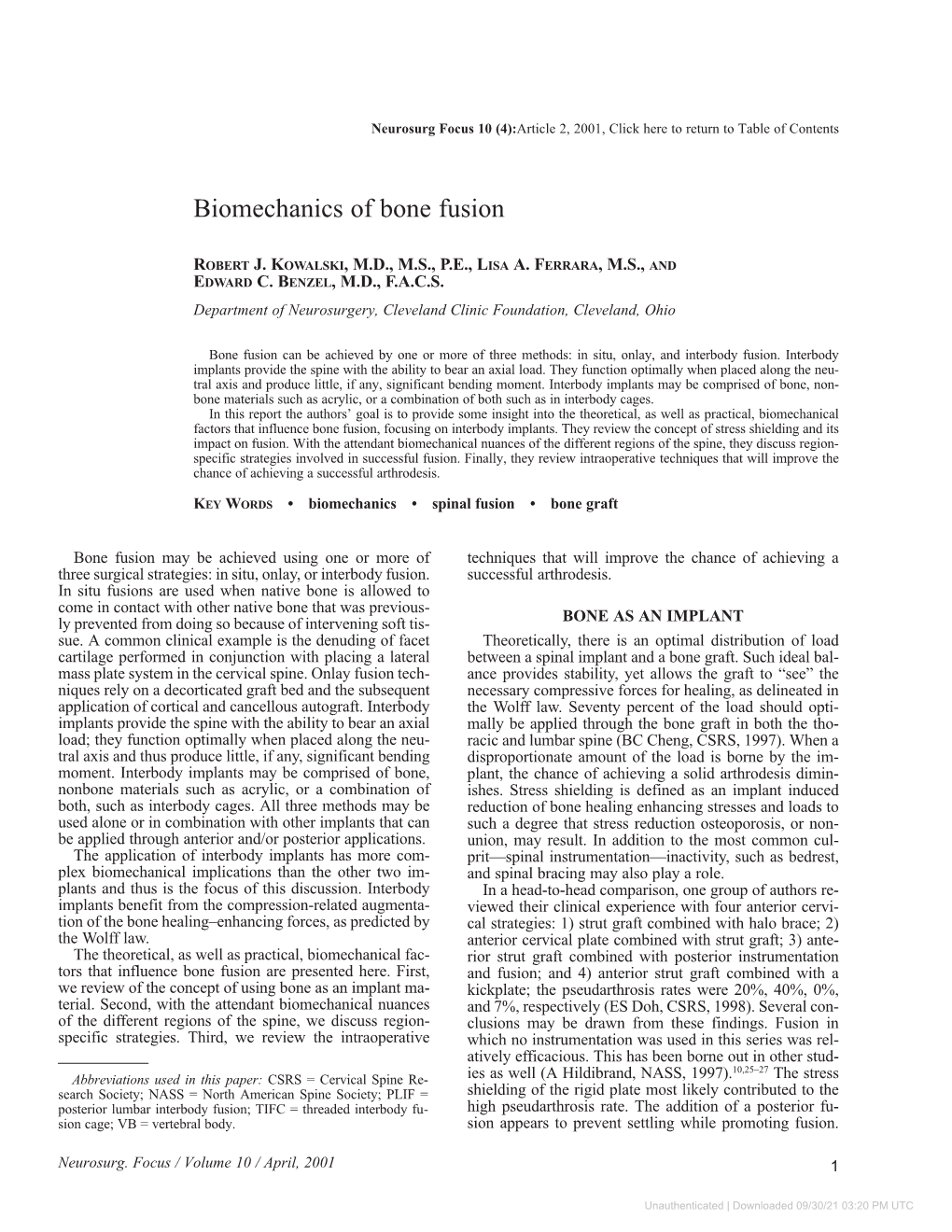 Biomechanics of Bone Fusion