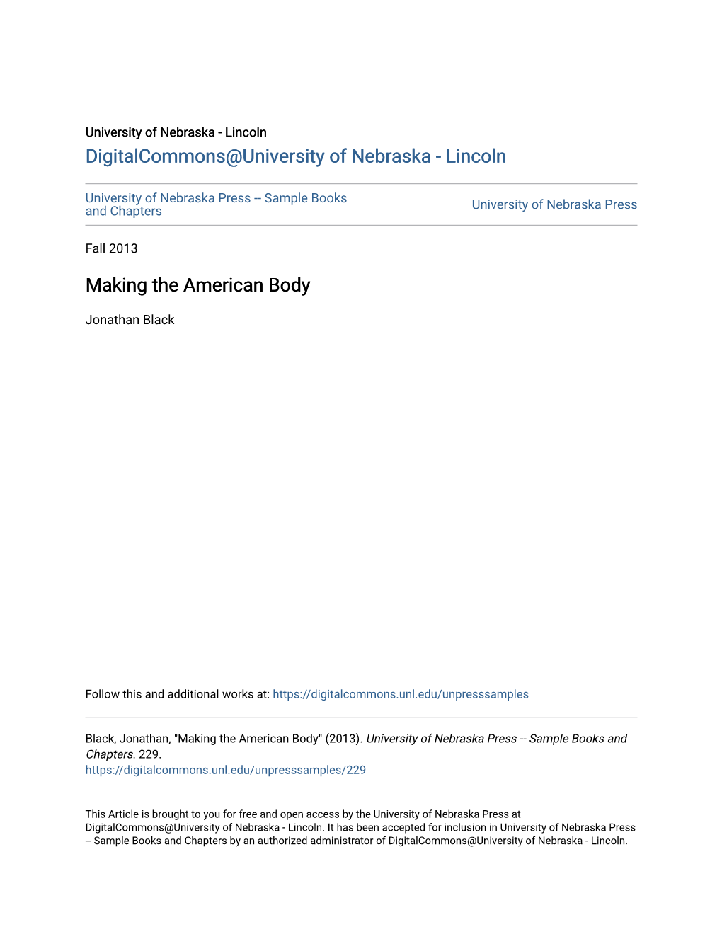 Making the American Body