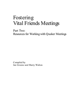 Fostering Vital Friends Meetings