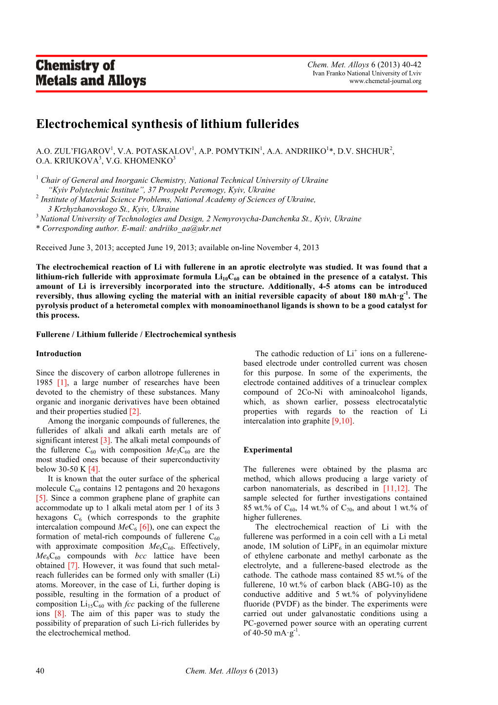 Electrochemical Synthesis of Lithium Fullerides