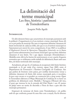 La Delimitació Del Terme Municipal Les Fites, Història I Patrimoni De Torredembarra Joaquim Nolla Aguilà