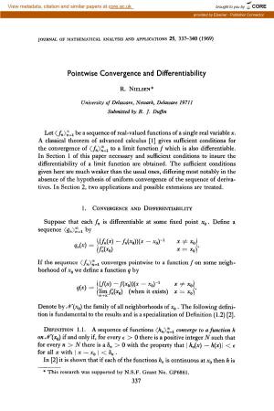 Pointwise Convergence and Differentiability