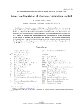 Numerical Simulation of Transonic Circulation Control