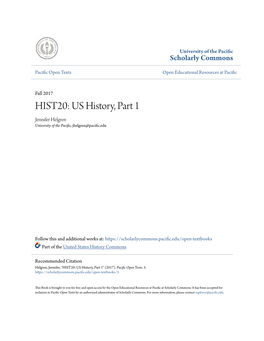 US History, Part 1 Jennifer Helgren University of the Pacific, Jhelgren@Pacific.Edu