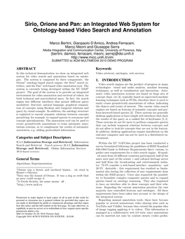 Sirio, Orione and Pan: an Integrated Web System for Ontology-Based Video Search and Annotation