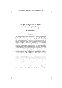 The War of the Spanish Succession, the Financial Revolution, and the Imperial Loans of  and 