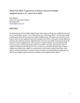 Trajectories of African-American Middle Neighborhoods in St. Louis Since 2000