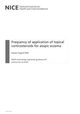 Frequency of Application of Topical Corticosteroids for Atopic Eczema
