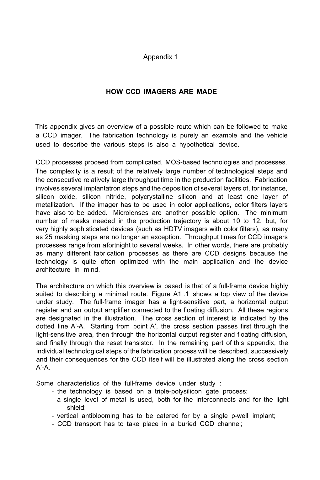 Appendix 1 HOW CCD IMAGERS ARE MADE