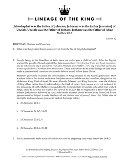 Lineage of the King Lesson 12-1