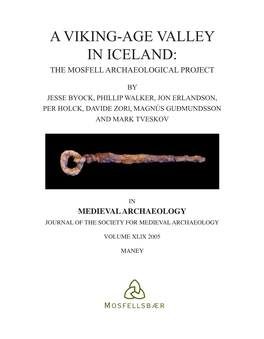 A Viking-Age Valley in Iceland: the Mosfell Archaeological Project