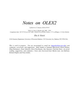 Notes on OLEX2