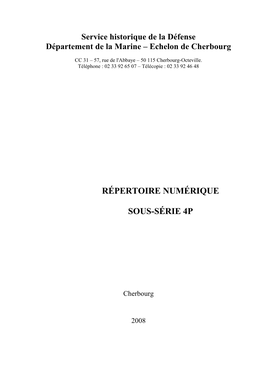 Répertoire Numérique Sous-Série 4P