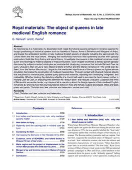 The Object of Queens in Late Medieval English Romance
