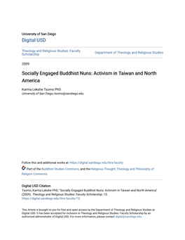 Socially Engaged Buddhist Nuns: Activism in Taiwan and North America