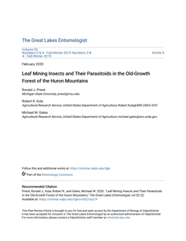 Leaf Mining Insects and Their Parasitoids in the Old-Growth Forest of the Huron Mountains