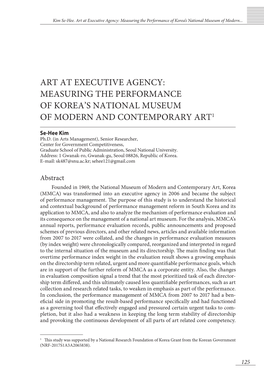 Measuring the Performance of Korea's National Museum of Modern And