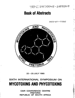 Book of Abstracts MYCOTOXINS and PHYCOTOXINS