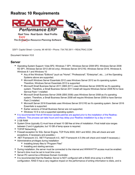 Realtrac 10 Requirements