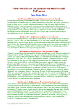 Southwestern Mediterranean Vegetation