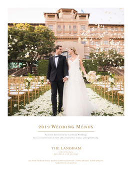 2019 Wedding Menus