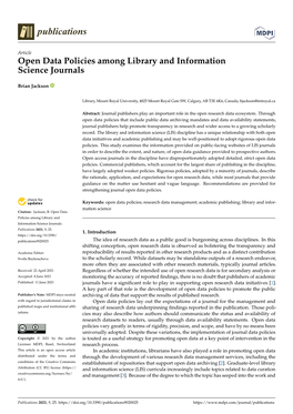 Open Data Policies Among Library and Informationscience Journals