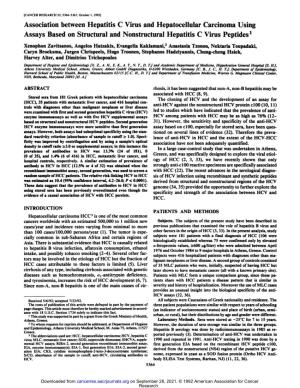 Association Between Hepatitis C Virus and Hepatocellular Carcinoma Using Assays Based on Structural and Nonstructural Hepatitis C Virus Peptides1