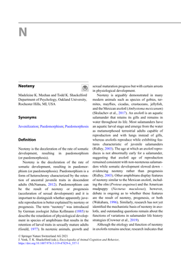 Neoteny Sexual Maturation Progress but with Certain Arrests in Physiological Development