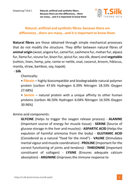 Natural, Artificial and Synthetic Fibres: Because There Are Differences...There Are Many...And It Is Important to Know Them