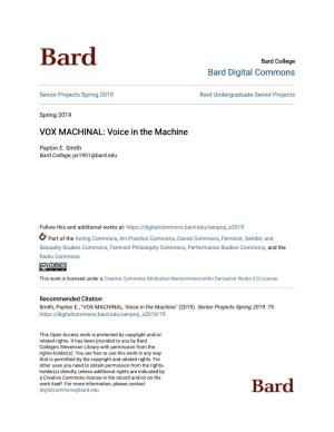 VOX MACHINAL: Voice in the Machine
