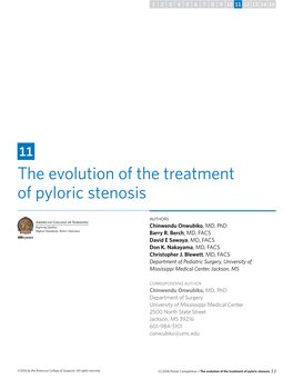 The Evolution of the Treatment of Pyloric Stenosis