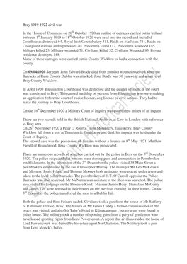 Bray 1919-1922 Civil War in the House of Commons on 20 October 1920 an Outline of Outrages Carried out in Ireland Between 1 Janu