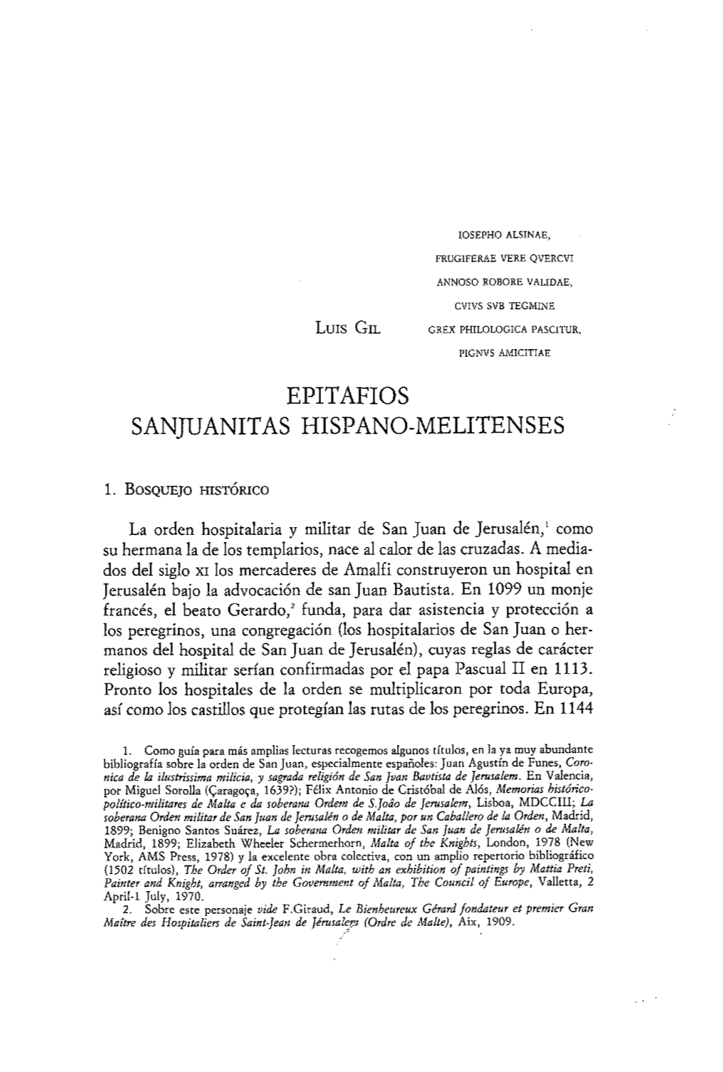 Epitafios Sanjuanitas Hispano-Melitenses