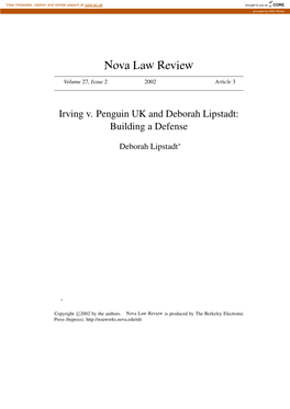 Irving V. Penguin UK and Deborah Lipstadt: Building a Defense