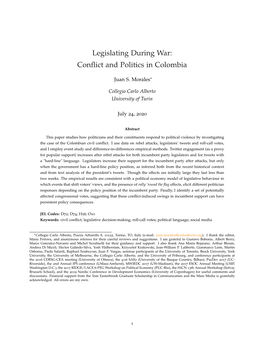 Legislating During War: Conflict and Politics in Colombia