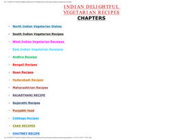 Indian Delightful Vegetarian Recipes Chapters